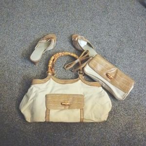 3Pc BUNDLE..2Pc. Bamboo Handbag Set w/Slides (May Purchase Separately Also)